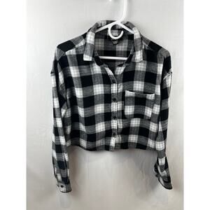 Black and White Plaid Flannel Shirt Women's size Small